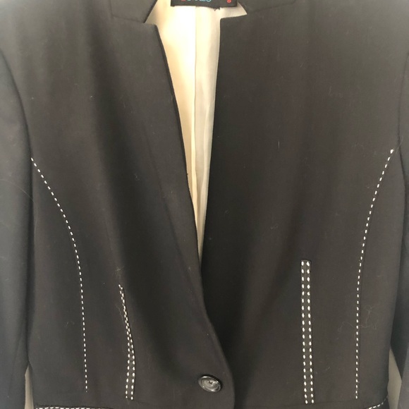 D Studio Black Topstitch Detail Blazer - Picture 2 of 6